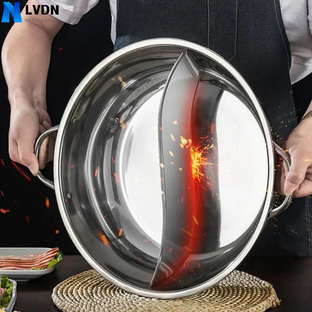 Double Pot Hotpot Cookware 28cm Stainless Steel Hot Pot for Home Kitchen Cooking
