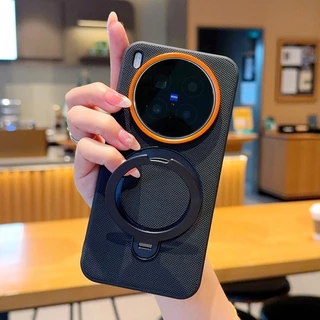 วงเล็บหมุนเคสโทรศัพท์แม่เหล็กสําหรับVivo X300 X200 X100 X100S Pro mini/Ultra X200S X100Sโลหะกรอบฝาครอบป้องกันHigh Endปุ่มโลหะอิสระเปลือก