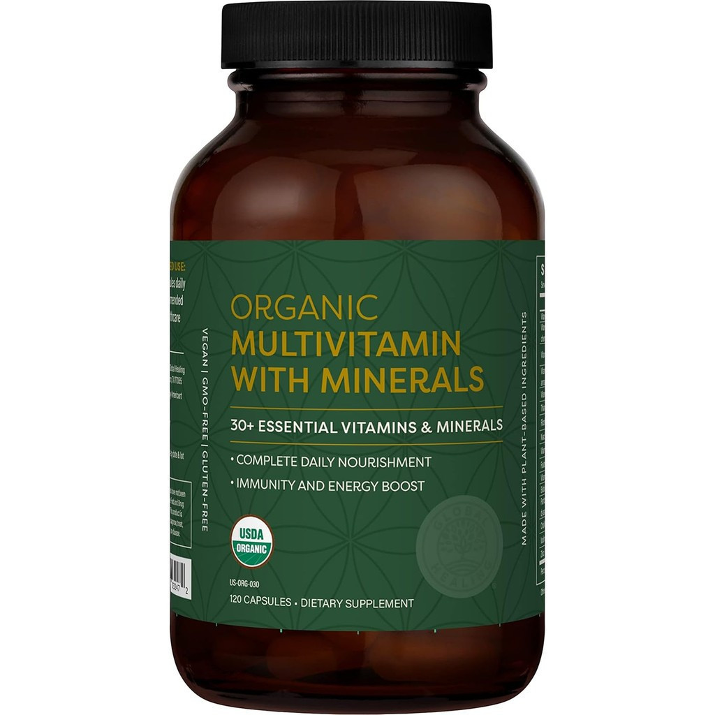 Global Healing Center - USDA Organic Multivitamin for Women & Men - วิตามินรวม A, C, D, & More for Y