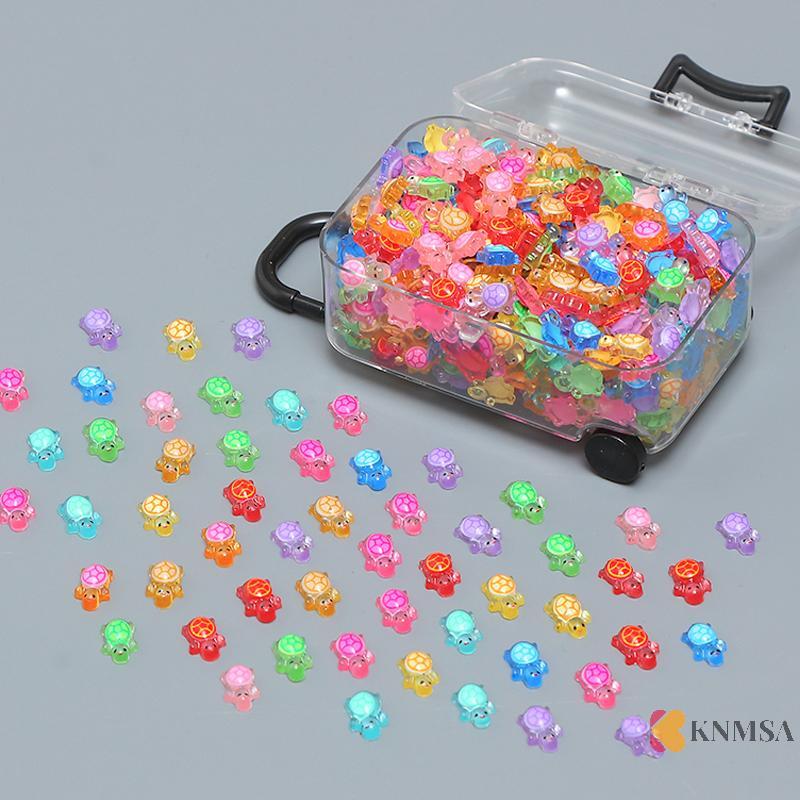 KNMSA] 100 ชิ้นการ์ตูน neckerD เต่าเรืองแสง DIY Dopamine สีเรซิ่นสัตว์เดิม Night Glow Miniature Figurines Fairy Garden ตกแต่ง สนค