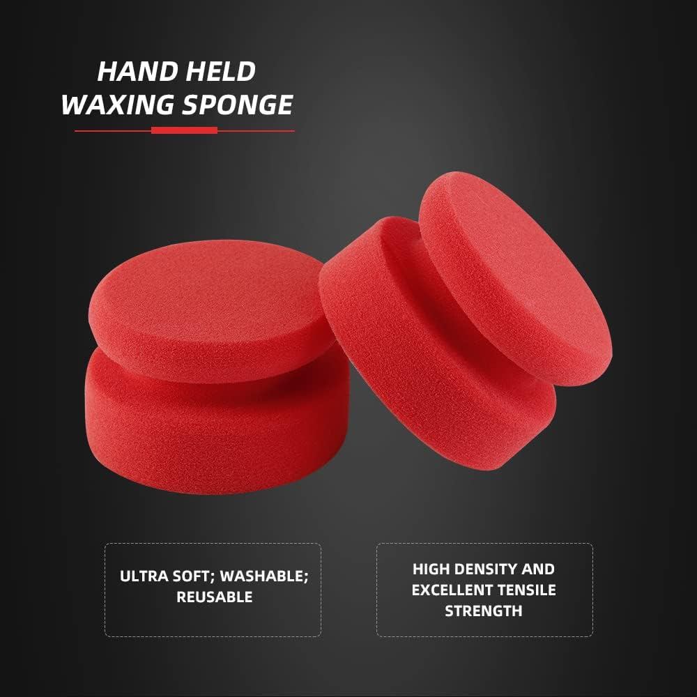 SPTA Tire Shine Applicator, 6Pcs Foam Applicator Pads, Round Shape Side Pressing Hand Polishing Spon