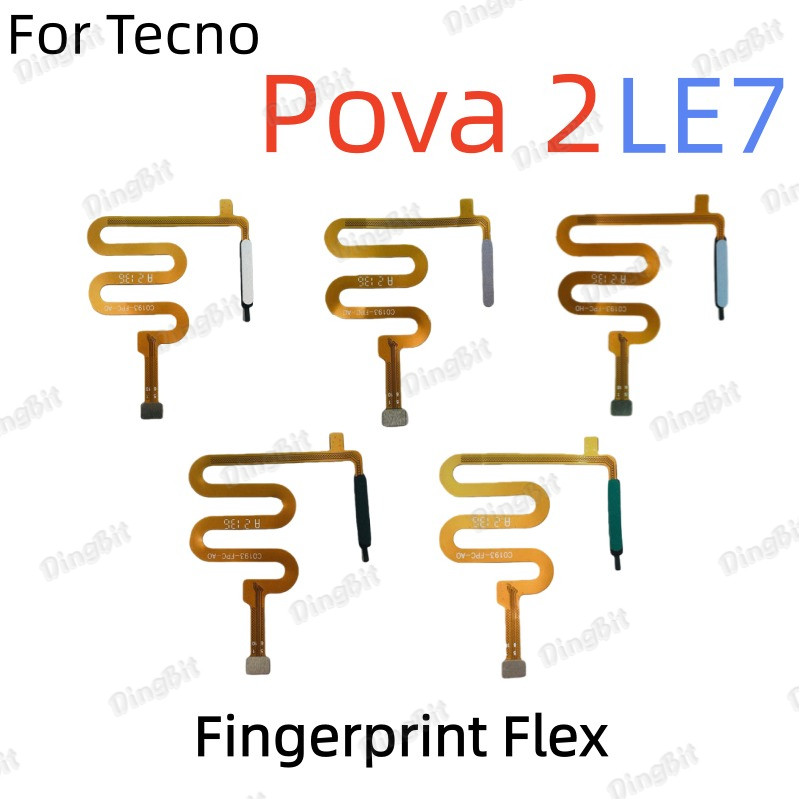 สําหรับ Tecno Pova 2 LE7 ปุ่มบ้านเซ็นเซอร์ลายนิ้วมือ Return Power Flex Cable อะไหล่