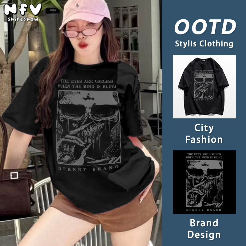 NFV สไตล์เกาหลี✨เสื้อยืด oversize ยอดนิยมสไตล์อเมริกัน สไตล์เรียบง่าย ระบายอากาศ ผ้าฝ้าย YG2765