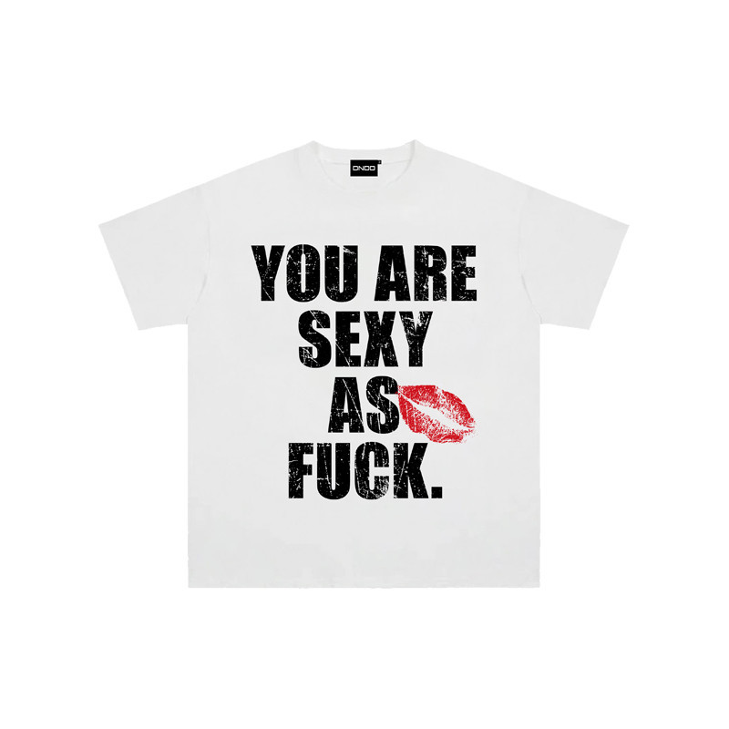 เสื้อยืดแขนสั้นแบบ STREET FUN พริ้นท์เรียบหรูสำหรับวัยรุ่นS-5XL