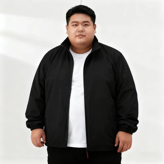 ขนาดใหญ่เกินไป 180กิโลกรัม ผู้ชายสีดํายืนปกซิปเสื้อกลางแจ้งคาร์ดิแกนขนาดบวกแจ็คเก็ต กันลม