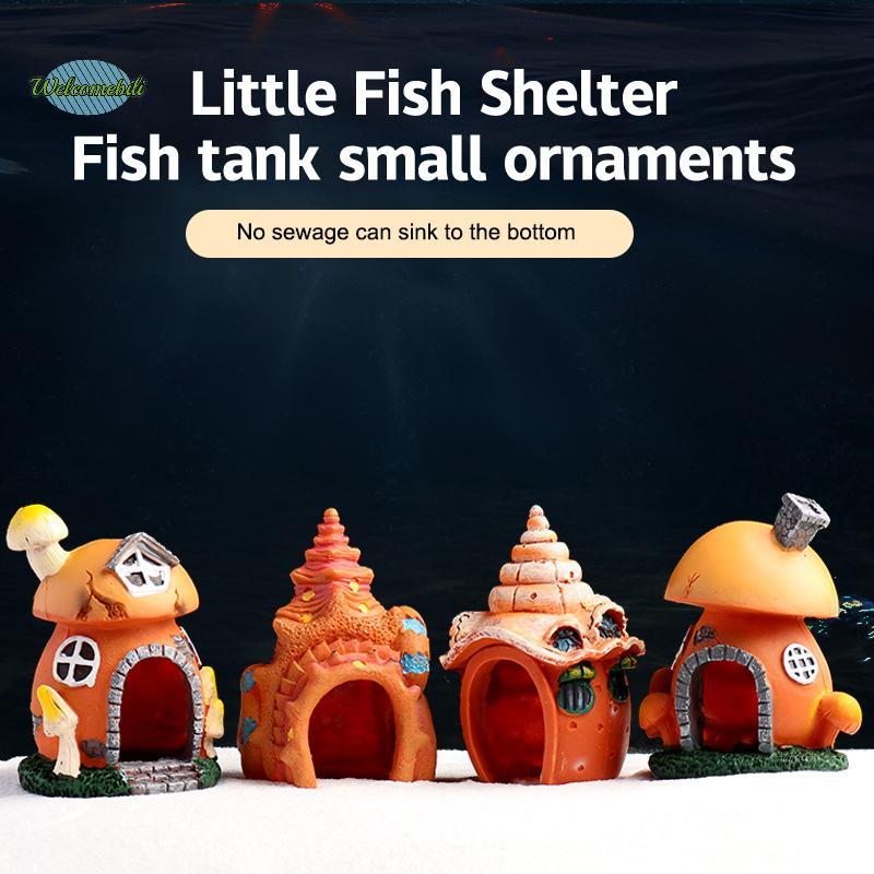 [WLB-t] เห็ด Conch House Shelter Aquarium ภูมิทัศน์ตกแต่งถังปลาตกแต่งถังปลาเครื่องประดับ Fish Hiding Shelter ใหม่