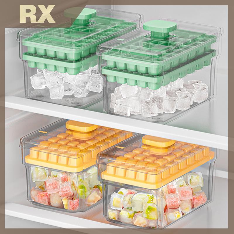 Null 34/68Grids Ice Cube Mould ความจุขนาดใหญ่ Ice CompartmentFood Grade Ice Cube ถาดพร้อมกล่องเก็บ null