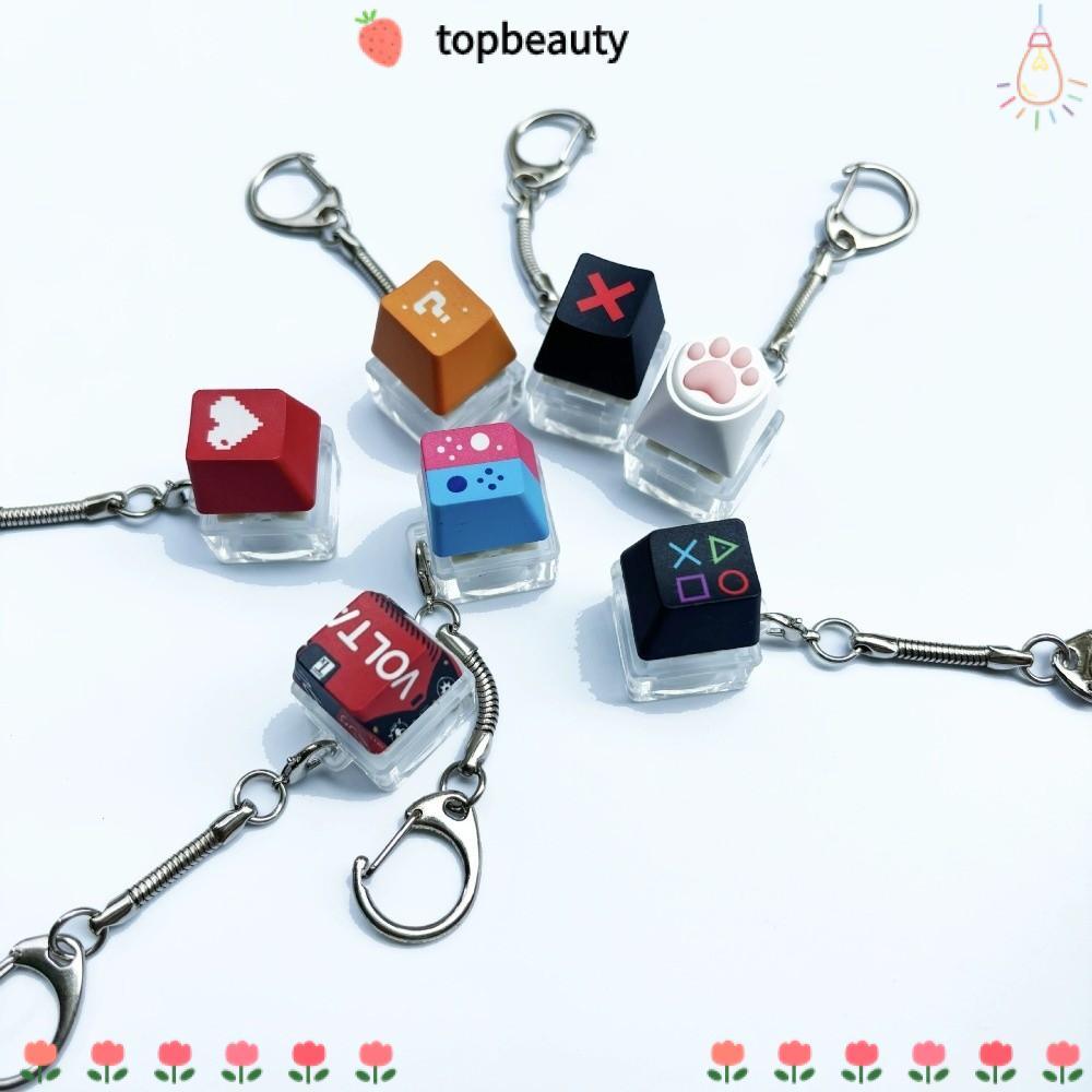 TOPBEAUTY พวงกุญแจ Fidget 2 ชิ้น, ของเล่นนิ้วแสง Squishy Keycap ของเล่น, ความเครียดบรรเทาพลาสติก Multi-รูปแบบคีย์บอร์ดจี้เด็กของขวัญ