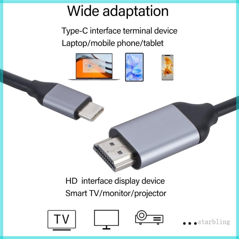 Star 4K 60HZ 4K 30HZ สายอะแดปเตอร์ USB C ถึง Miniature HDR10 รองรับสําหรับแล็ปท็อป 180 ซม.