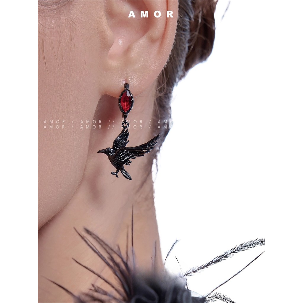 ต่างหูดีไซน์เฉพาะสำหรับผู้หญิง สไตล์ Thorn Dark Hot Girl Crow พร้อมความโดดเด่นและคุณภาพสูง