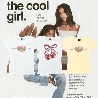 COD Korean Simple Graphic Tee for Women - Cool Girl Tight Elastic Short-sleeved Cute Casual Outfit