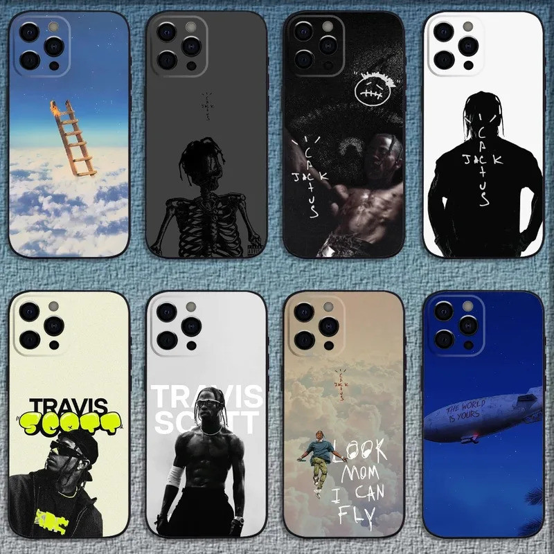 Rapper T-Travis S-Scott เคสโทรศัพท์สําหรับ iPhone 16 13 12 Pro X XS XR Plus Mini นุ่มสีดําฝาครอบ kz0