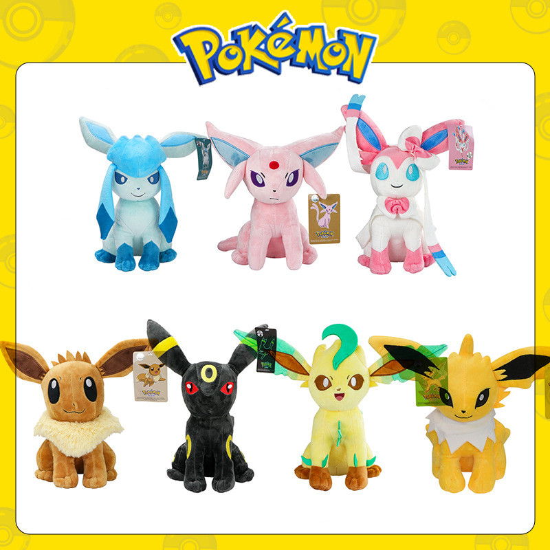 ของแท้ Duoduobao Pokémon Doll ตุ๊กตา Sun Eevee Heterochromatic Moon Eevee Elf ตุ๊กตาอย่างเป็นทางการ