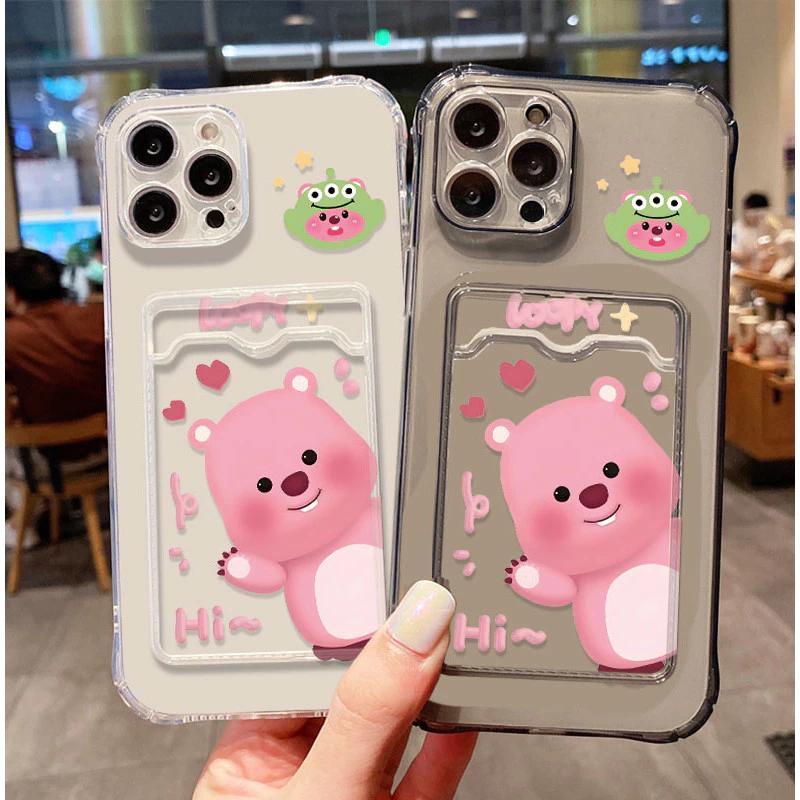 SoftCase สีชมพู Loopy รูปแบบและ ATM ID Card Slot สําหรับ Oppo A3 NFC A3x 4G A3 Pro A80 A60 A5 A7 A9 