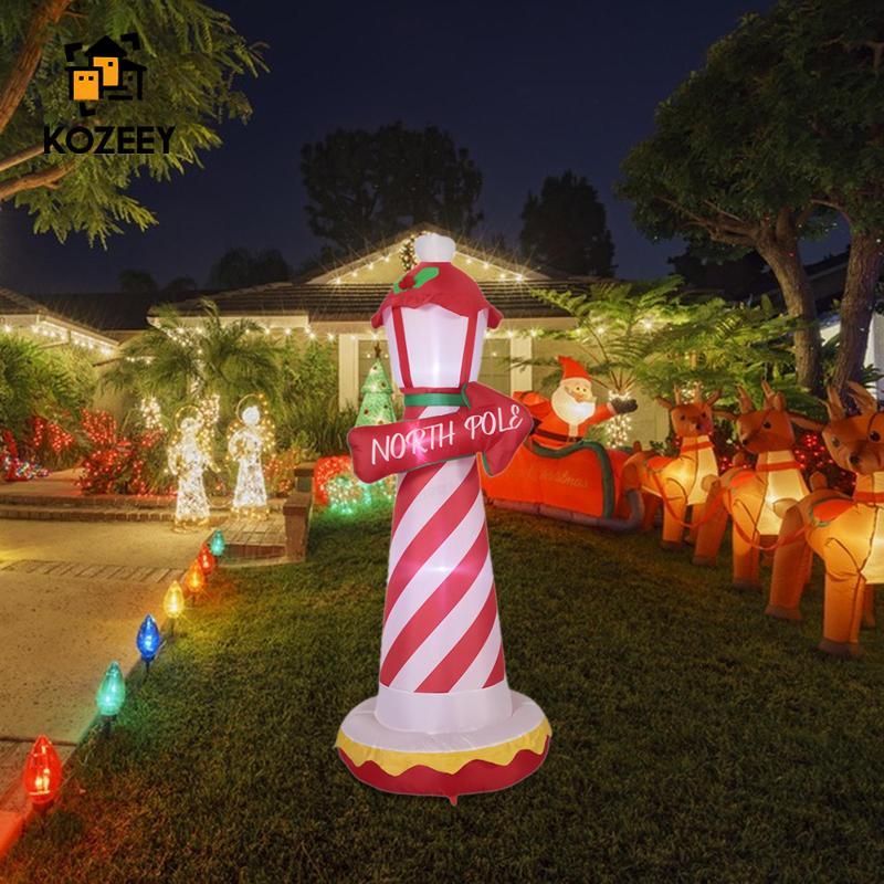 KOZEEY คริสต์มาส Inflatable North Pole Lighthouse ตกแต่งกลางแจ้งตลก Light up 70.87 นิ้วสูงสําหรับสนา