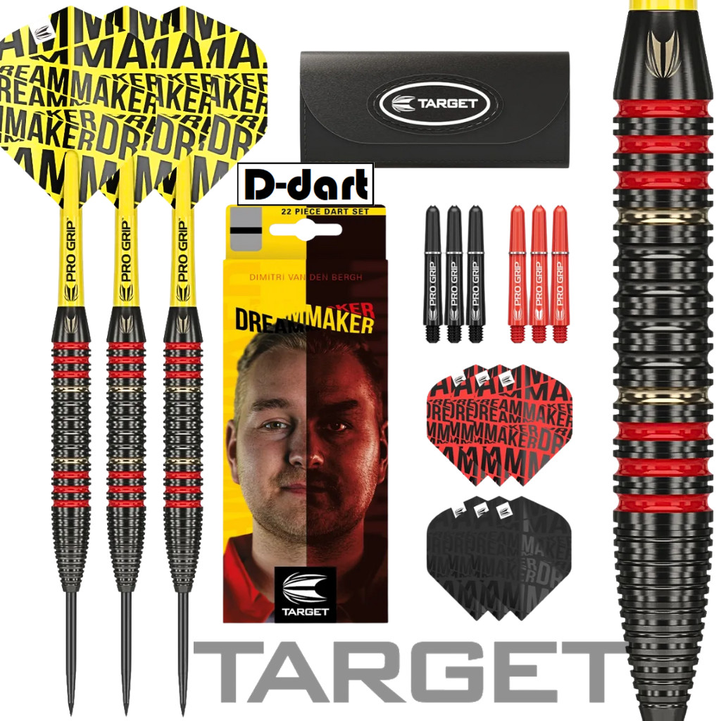 TIP STEEL DARTS - ทีม 22G PRO DIMITRI VAN DEN BERGH DREAM MAKER BLACK BRASS STEEL DARTS (ARROW DART 