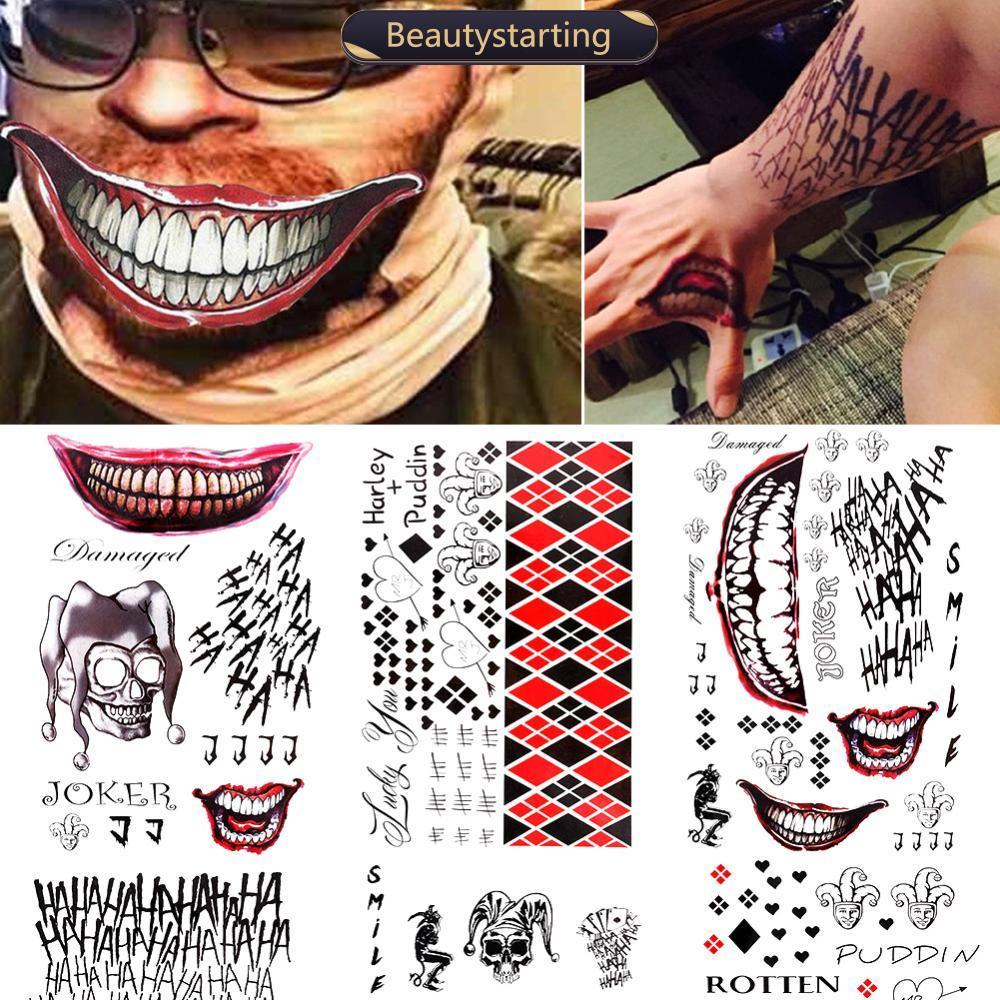 คอสเพลย์ Batman Joker สำหรับ Halloween แบบชั่วคราว Tattoo สติกเกอร์ Body Art