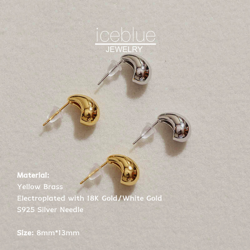 【iceblue】ต่างหูติดติ่ง S925 เงินแท้ทรงหยดน้ำเล็ก ชุบทองคำขาว 18K สไตล์ยุโรปและอเมริกา สำหรับผู้หญิง E133 - รูปที่ 3