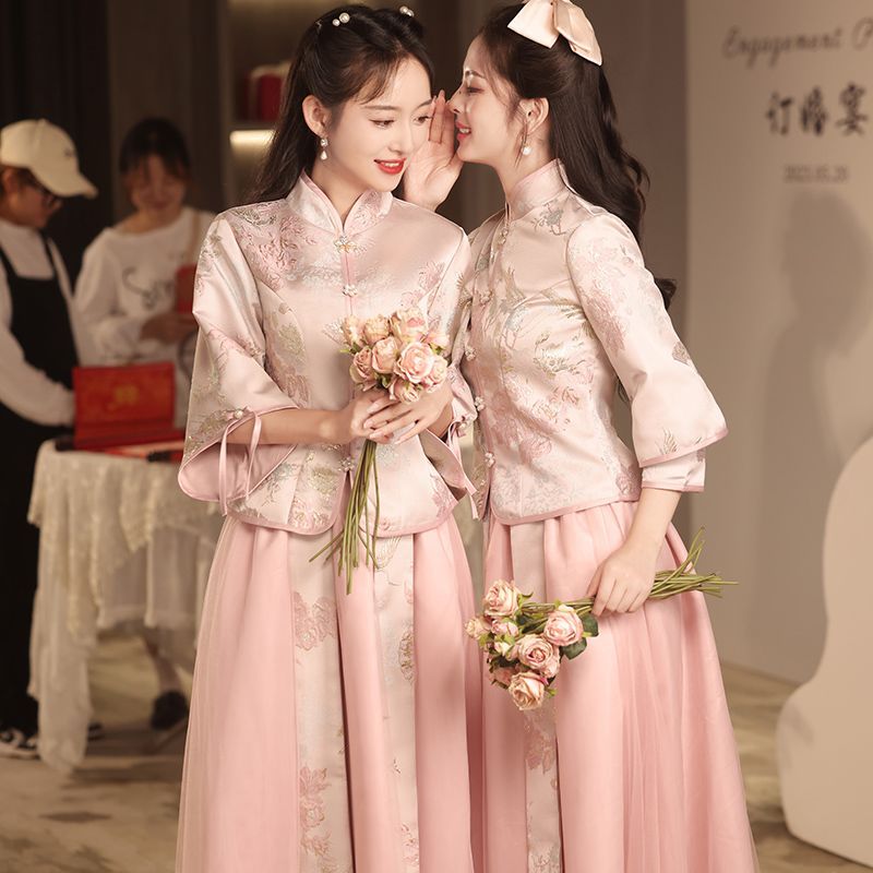 ชุดเพื่อนเจ้าสาวจีน สไตล์ย้อนยุค ดีไซน์คลาสสิก เหมาะสำหรับงานแต่งงาน