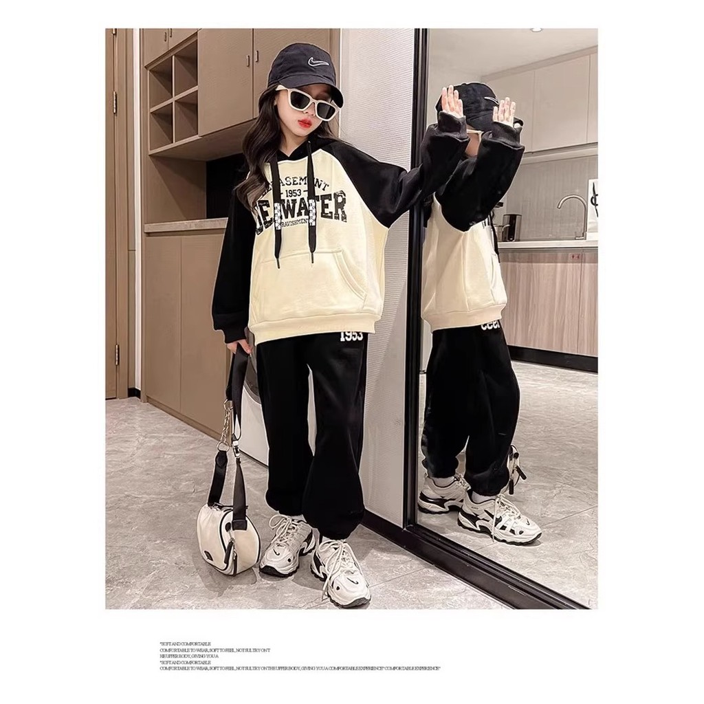 【YAOEENH】ชุดสองชิ้นหลวมสบายสำหรับเด็กอายุ 8-14 ปี สไตล์ฤดูฝนถึงหนาวยามค่ำคืน เสื้อฮูดพิมพ์ลายและกระโปรง ชุดแฟชั่น - รูปที่ 5