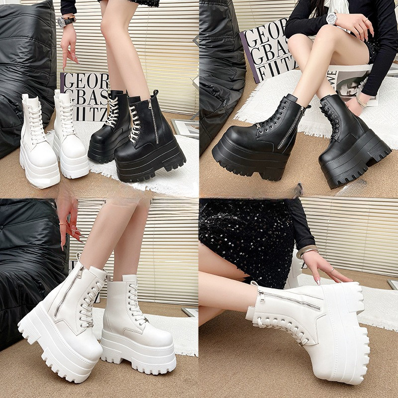 รองเท้าบูทเสริมส้นสูง 5นิ้ว พื้นหนา  แมทช์ง่าย ใส่เที่ยวได้ ใส่ทำงาน ไปคอนเสิร์ต คอสเพลย์ PBS009