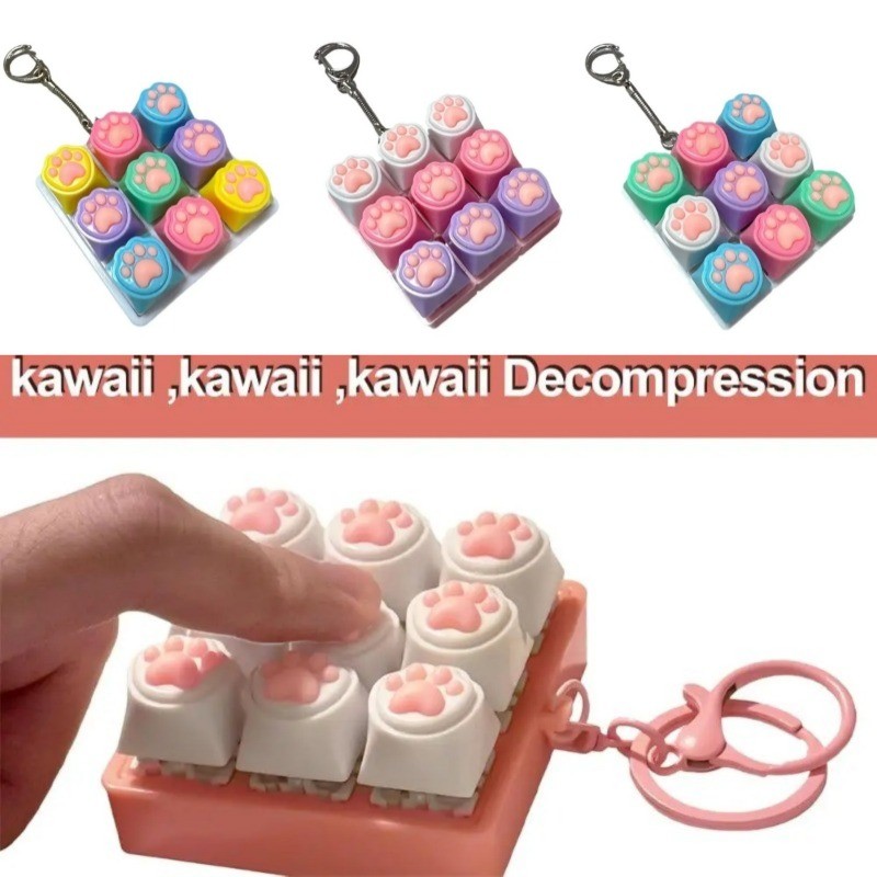 คีย์บอร์ด ของเล่นบีบอัด 9 คีย์ของเล่นคลิกคีย์บอร์ดพร้อมไฟ นํา คีย์บอร์ด อยู่ไม่สุข ของเล่นกุญแจกลของเล่นสําหรับผู้ใหญ่และเด็ก