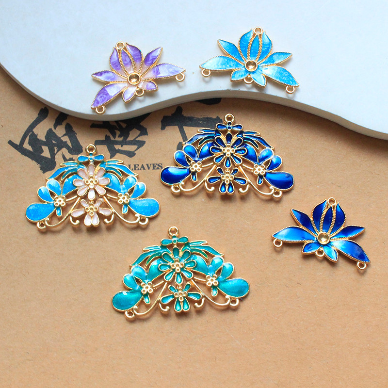 น้ํามันโลหะผสมหยด Hanfu โบราณทําด้วยมือ DIY แขวนผีเสื้อ Sunflower Lotus ทําวัสดุขั้นตอนเขย่าอุปกรณ์เสริม
