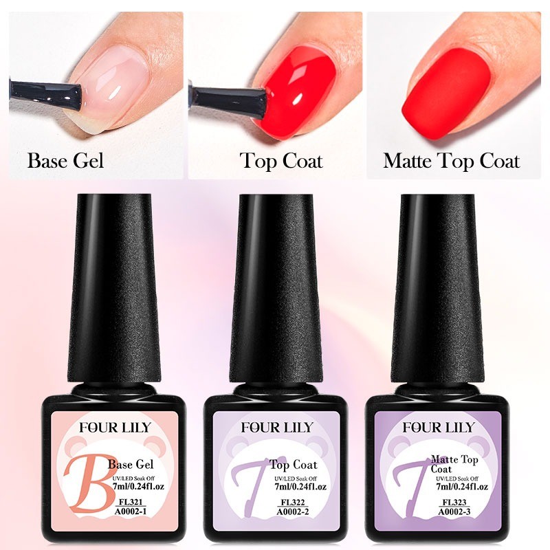 FOUR LILY ฐานเจล Top Coat และ Matte Top Coat Function เจล 2/3 ชิ้น/เซ็ต Long-Lasting Soak Off ตกแต่ง