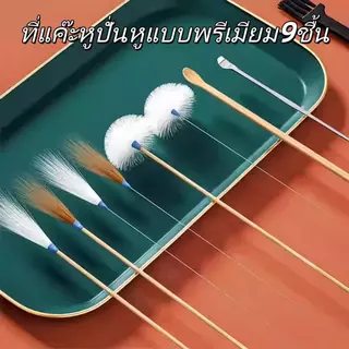 ชุดทำความสะอาดขี้หู (9 ชิ้น) ได้แก่ ขนห่าน อุปกรณ์ทำความสะอาดขี้หู ชุดกำจัดขี้หู เครื่องมือขุดหูแบบมืออาชีพ