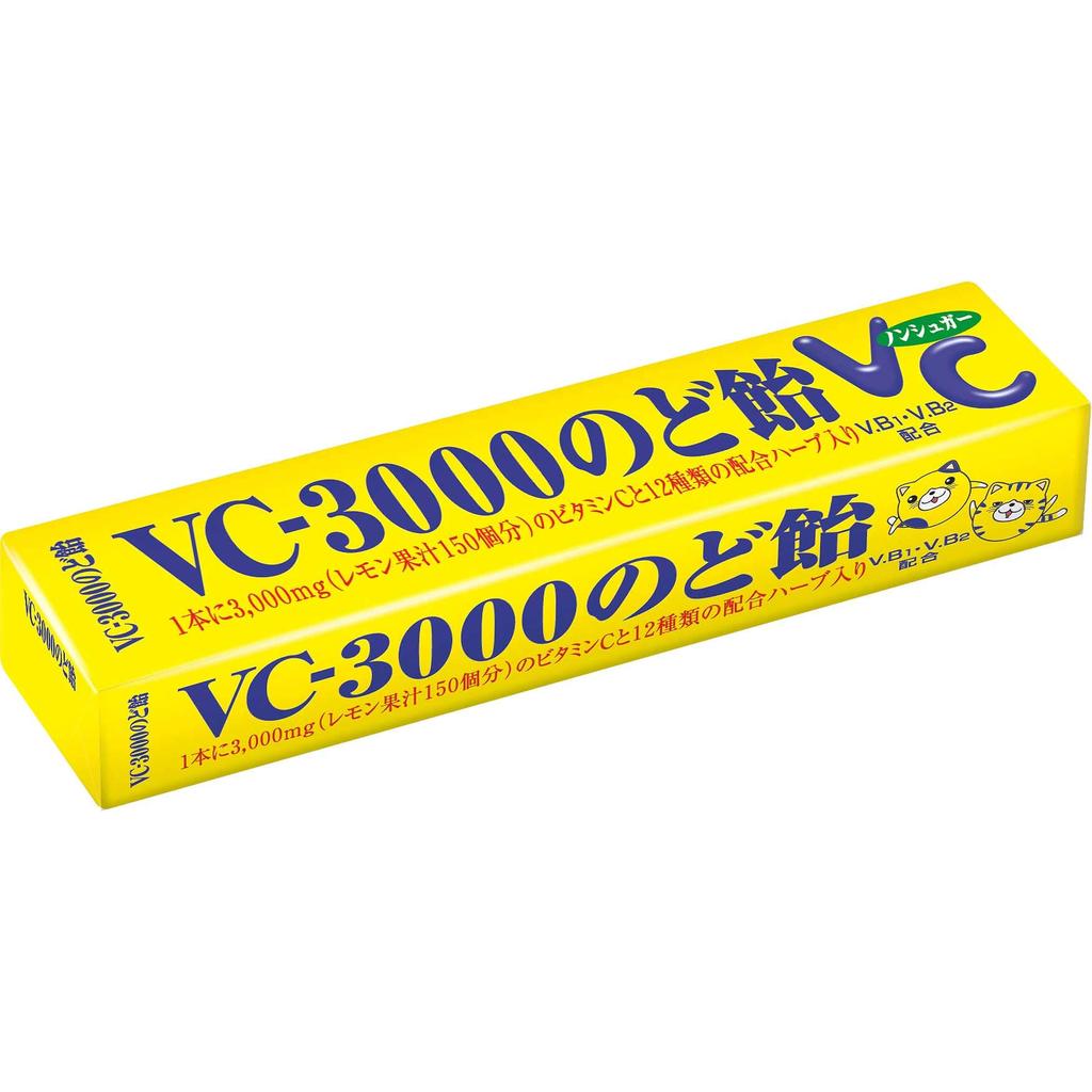 Nobel VC-3000 Lemon Throat Candy Sticks 10pcs × 10 Packs Sugar-Free Vitamin C