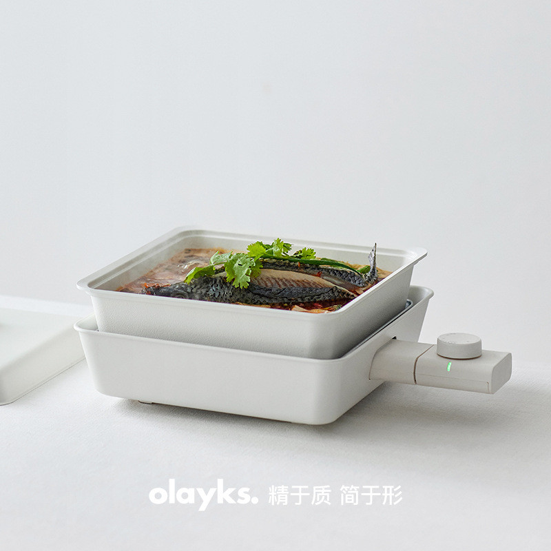Olayks Instant olayks Multi-Function Cooking Pot ครัวเรือนชาบู-ชาบูชิ้นเดียวย่างนึ่งเดือดทอด