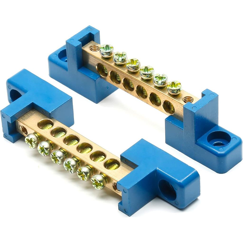 2 ชิ้น Ground Bus Bar Terminal Block, ตําแหน่งเทอร์มินัลสกรูลวด Terminal ทองเหลืองไฟฟ้า Grounding Ba