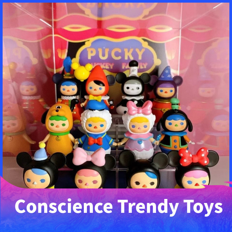 ของแท้ Pucky Pucky Pucky Mickey Family Series Mystery Box อินเทรนด์เล่นตุ๊กตารูปของขวัญเครื่องประดับ