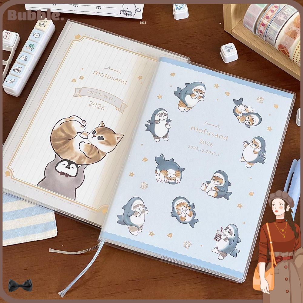 BUBBLE 2026 Planner, Mofusand Color Inner Pagement Book, น่ารักพร้อมปฏิทิน ธ.ค.2025-Jan.2027 การ์ตูน