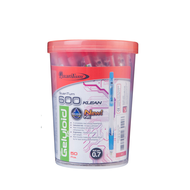 ปากกาลูกลื่น ควอนตั้ม 600 KLEAN 0.7 มม. สีแดง แพ็ค 50 ด้าม