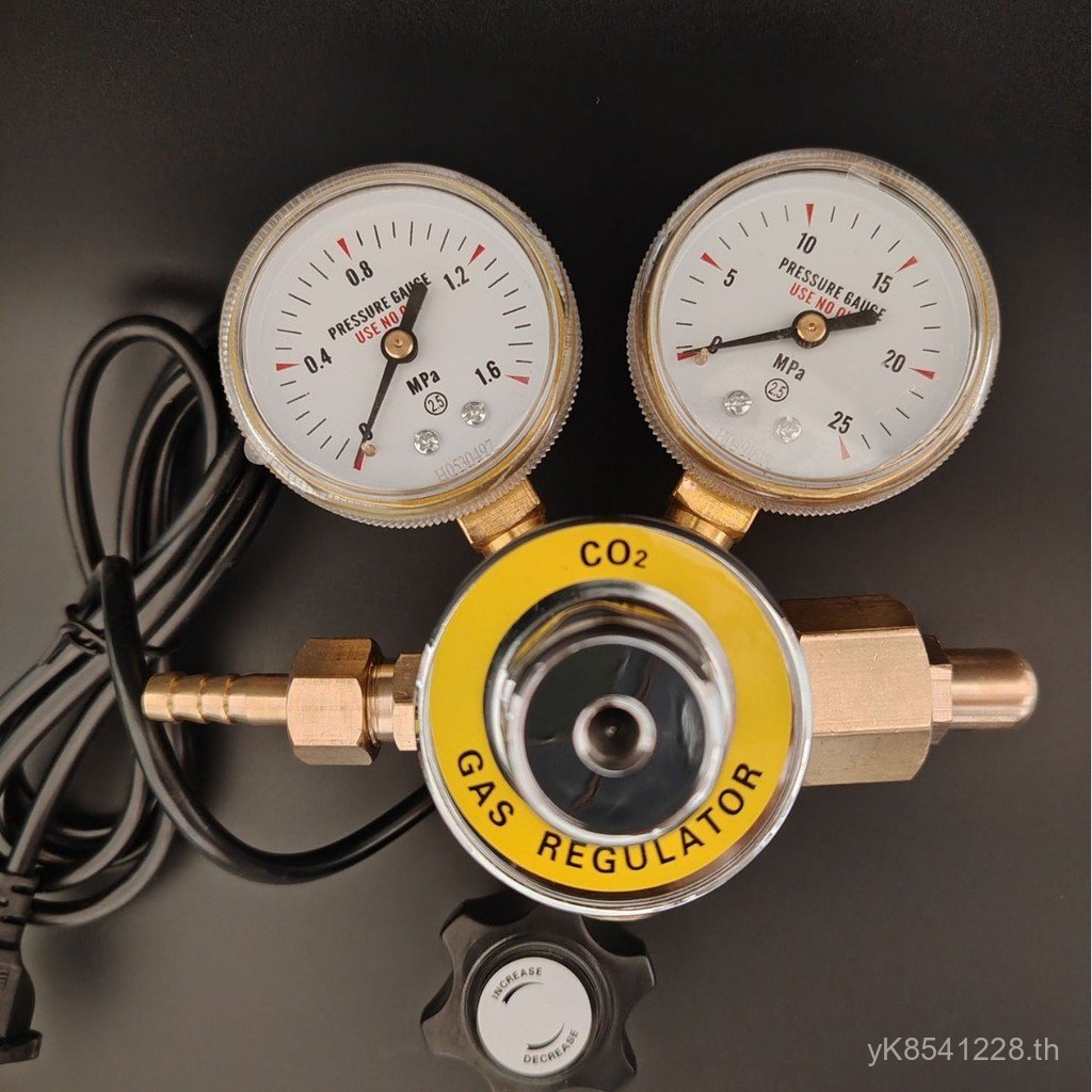 วาล์วลดความดันความร้อนคาร์บอนไดออกไซด์อุปกรณ์ลดความดัน Dual Stage 36v110v220vYQT-341 เครื่องวัดความด