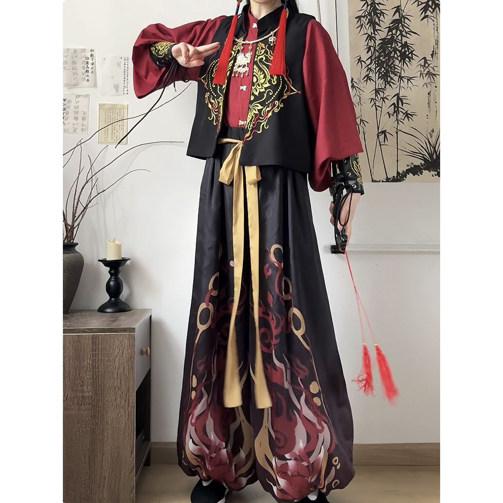 Yunjin จําลอง Nezha cos ชุดสไตล์แห่งชาติชุดคอสเพลย์ Hanfu รุ่นผู้ใหญ่ผู้ชายและผู้หญิง Spr云复锦刻cos服国风 