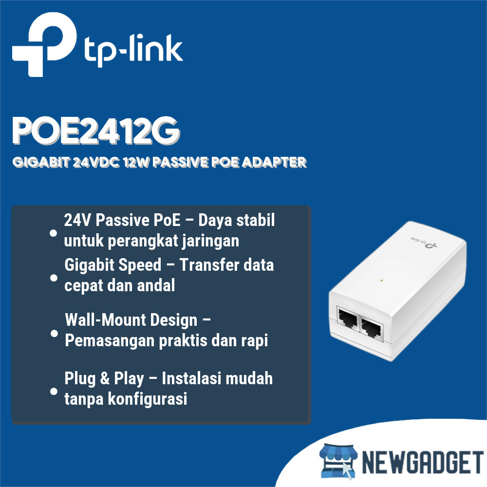 TP-LINK POE2412G GIGABIT 24VDC PASSIVE POE ADAPTER