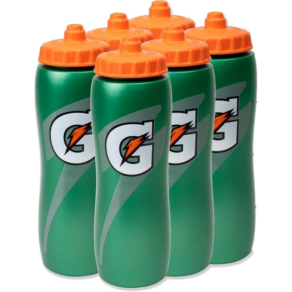 Gatorade 32 Oz Squeeze Water Sports Bottle - แพ็คคุ้มค่า 6 - ดีไซน์ Easy Grip ใหม่ในปี 2014