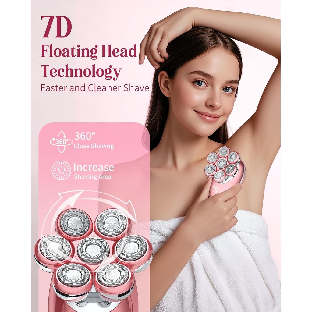 Maquinillas de afeitar eléctricas para mujeres, afeitadora eléctrica 7D para mujeres, afeitadora elé