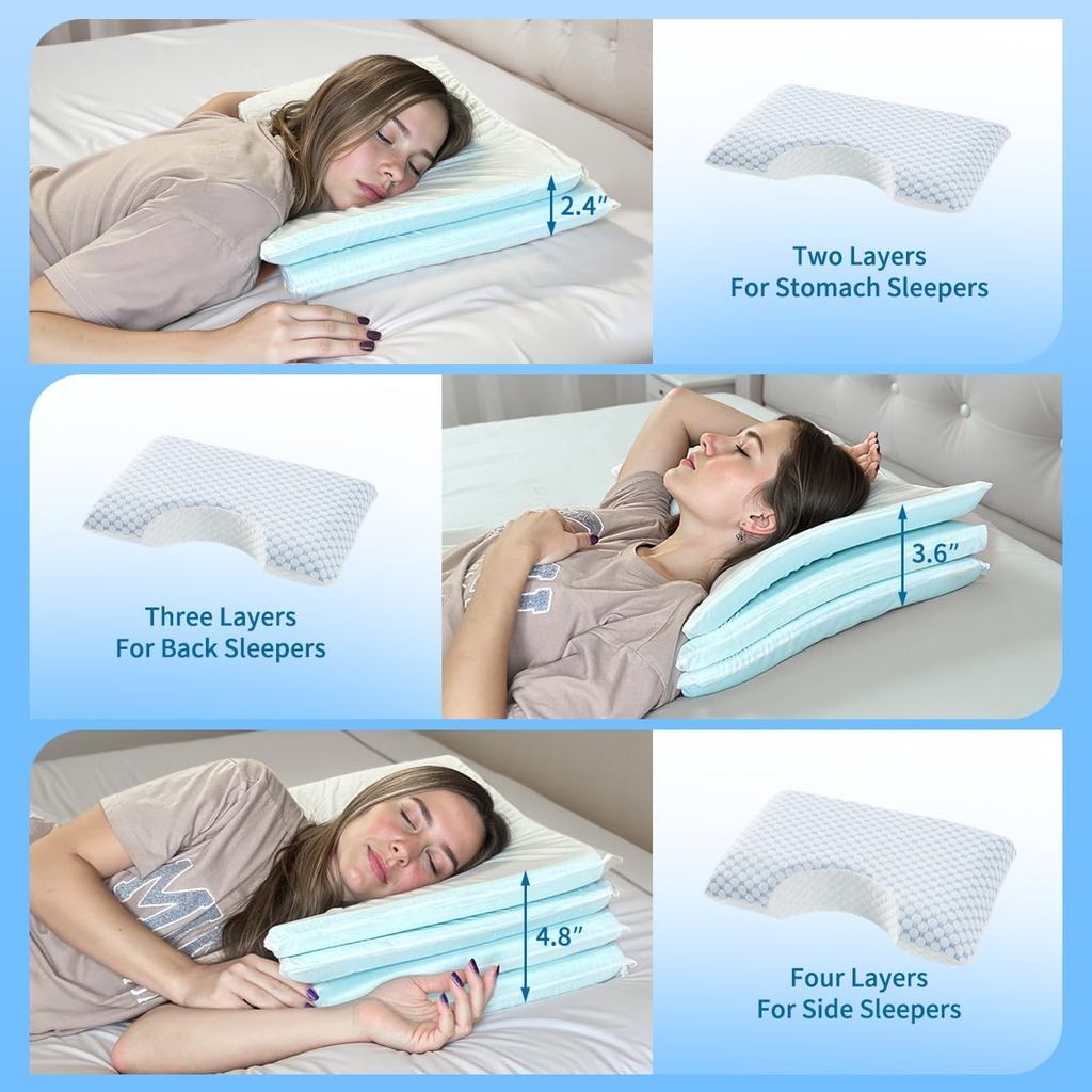 USlixury Side Sleeper Pillow - Adjustable 4 Layer Side Sleeper Pillows for Adults with Superior Supp
