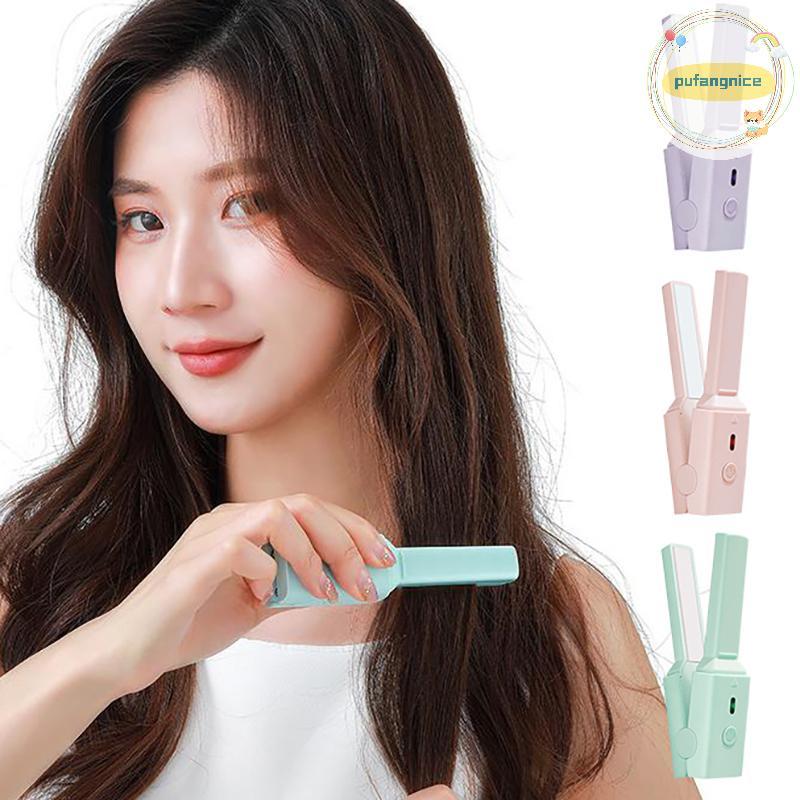 Pufangnice แบบพกพามินิน่ารัก USB ผมตรง Stick เครื่องหนีบผมหอพักขนาดเล็ก Splint Fluffy Bangs ผมตรง Curling TH