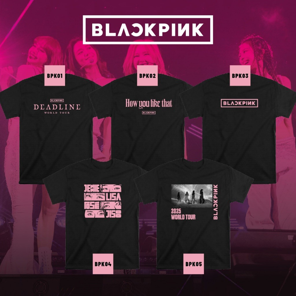 BLACKPINK - เสื้อยืดคอนเสิร์ต DEADLINE World Tour ผู้ใหญ่ Cotton Custom Tee