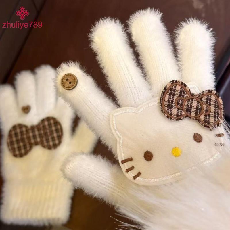 <zhuliye789>ถุงมือHello Kitty Maillard Sanrio KTถุงมือแมวWindproof Warm Full-Fingerถุงมือสําหรับวิ่ง