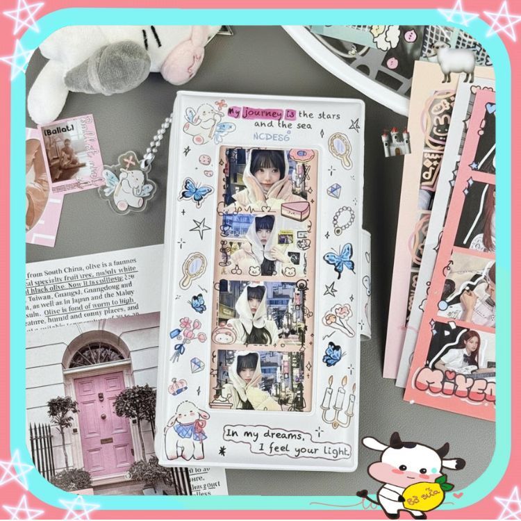 Photostrip Album Photobooth Mini Collectbook Long Card Holder with Cute Dairy Cow Pattern VPBL32