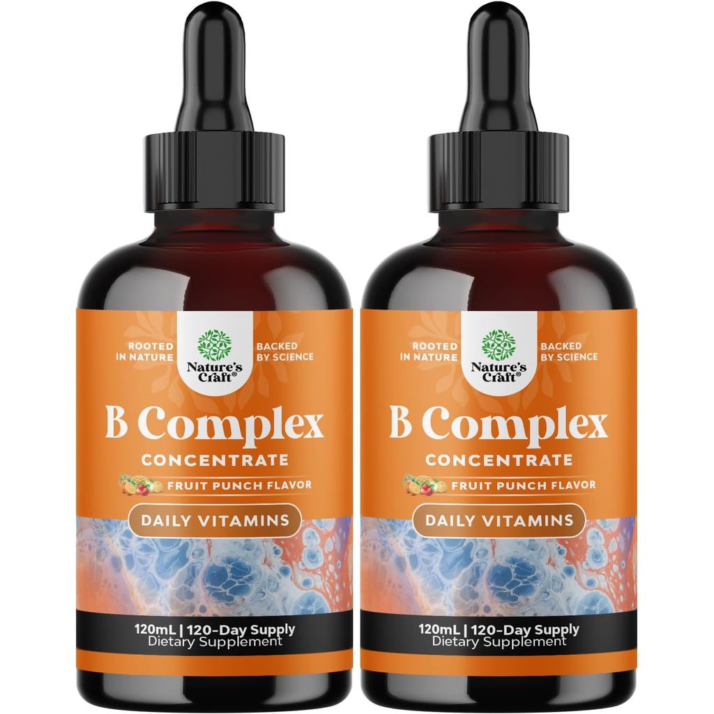 Vegan Vitamin B Complex Liquid - 9-in-1 Liquid B Complex Vitamins for Women & Men with B1 B2 B3 B5 B