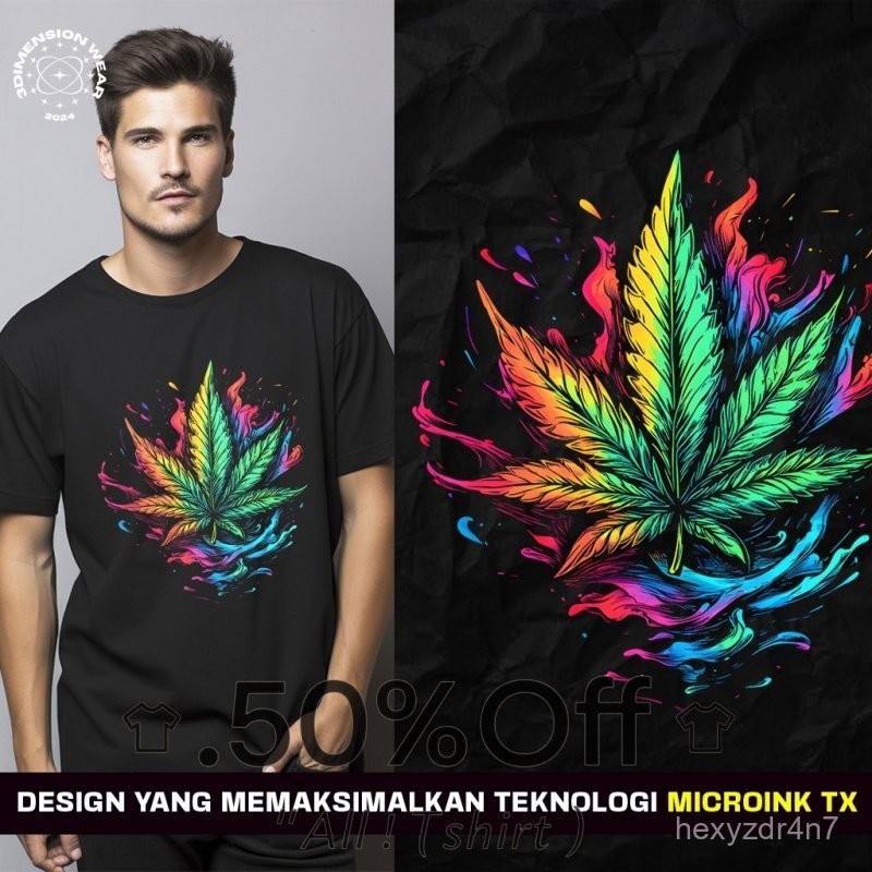 จัดส่ง 24 ชั่วโมงเสื้อยืดใบสายรุ้ง DM0628