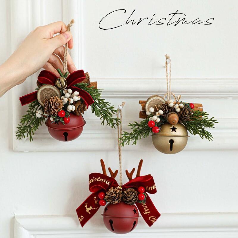 คริสต์มาส Bells กวาง Antlers ตกแต่งรถ Pine Cones Bows Shop Windows ตกแต่งบ้านเครื่องประดับต้นคริสต์มาสของขวัญ
