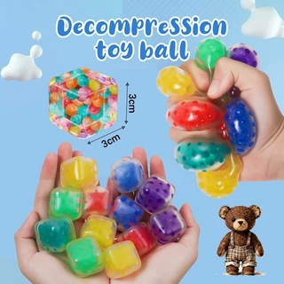 5 ชิ้นที่มีสีสันสแควร์ลูกปัดองุ่นความเครียดบรรเทา Ball Squishy Fidget Sensory ของเล่นสําหรับเด็กผู้ใหญ่ตลก Vent ความวิตกกังวลบรรเทา Squishy ของเล่น