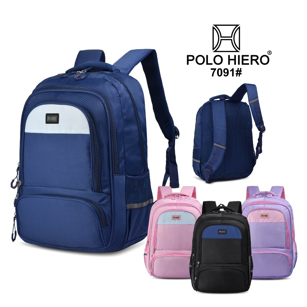 Meilashop91-Polo Hiero 7091 School Bag School Backpack Laptop School Backpack-Backpack